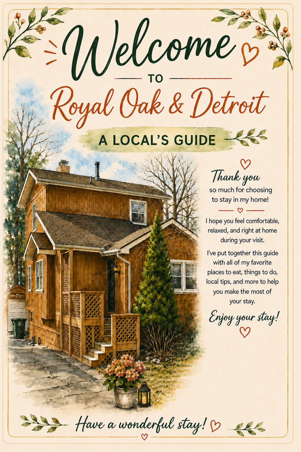 Welcome cover page with a matching cream background and hand-drawn border
